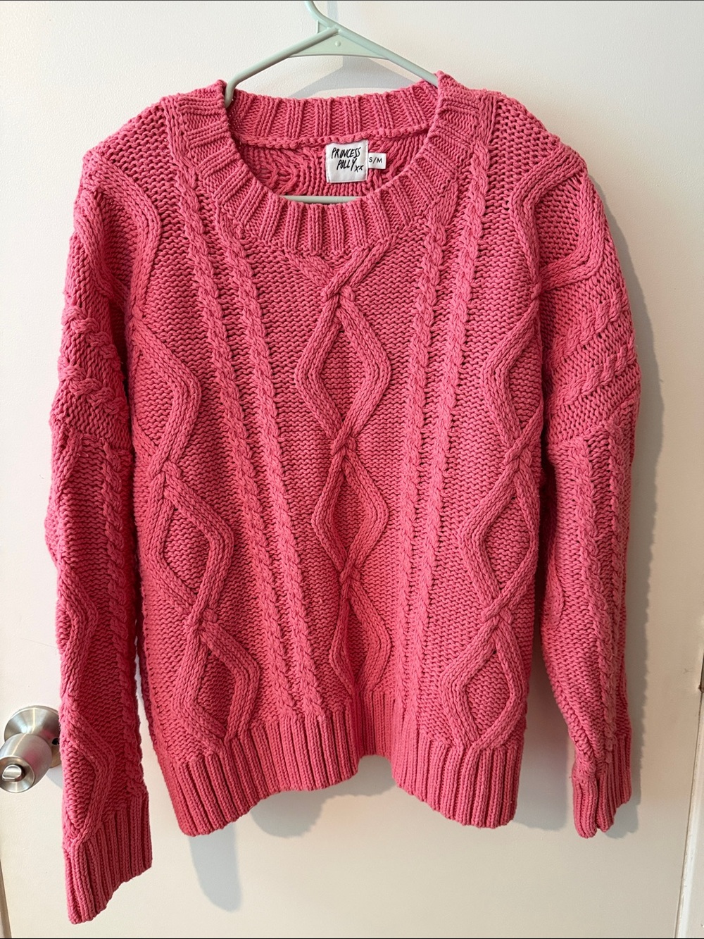 Princess Polly Rose Pink Cable Crew Neck Sweater